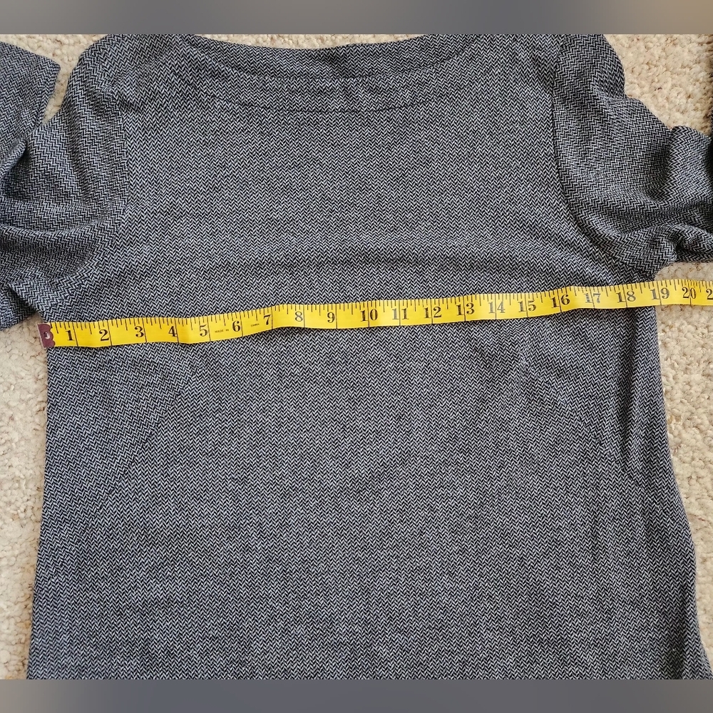 J Jill Womens Tunic Top Size S Ponte Knit Gray Herringbone Boat Neck 3/4 Sleeve - Picture 7 of 9